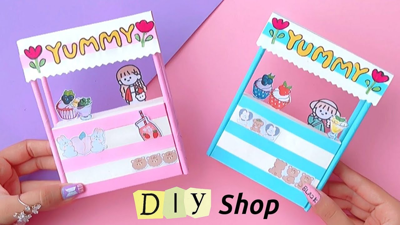 How to make cute shop /diy shop with paper/Homemade toy shop/homemade craft/ paper craft / paper toy