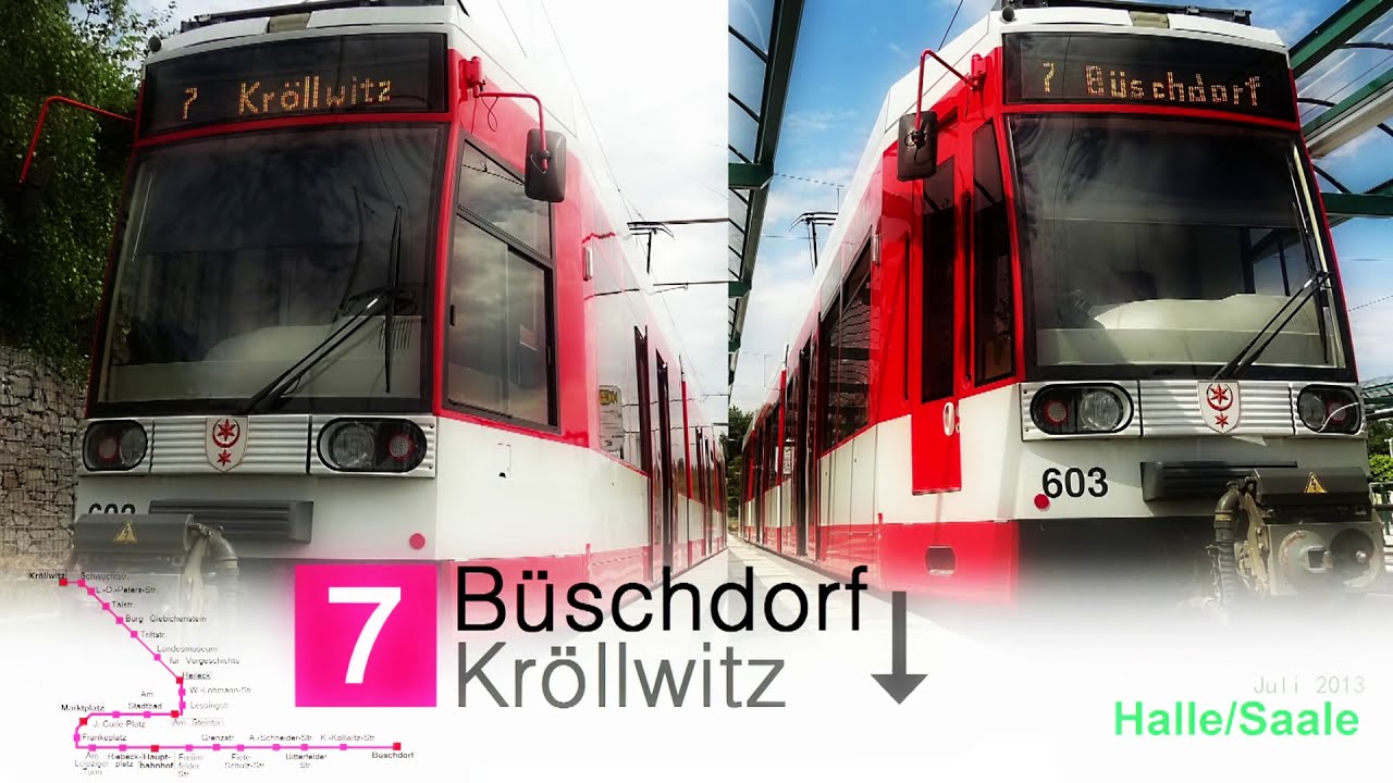 Linie 7 Halle Saale, Büschdorf nach Kröllwitz aus dem Führerstand