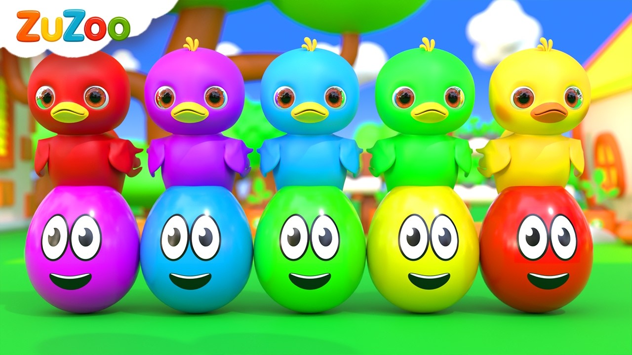 5 Little Ducks(Learn Colors Song) | ZuZoo Nursery Rhymes & Kids Songs