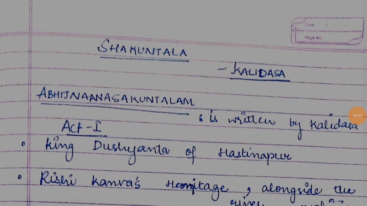 ABHIJNAANASAKUNTALAM BY KALIDASA //summary explained in hindi//