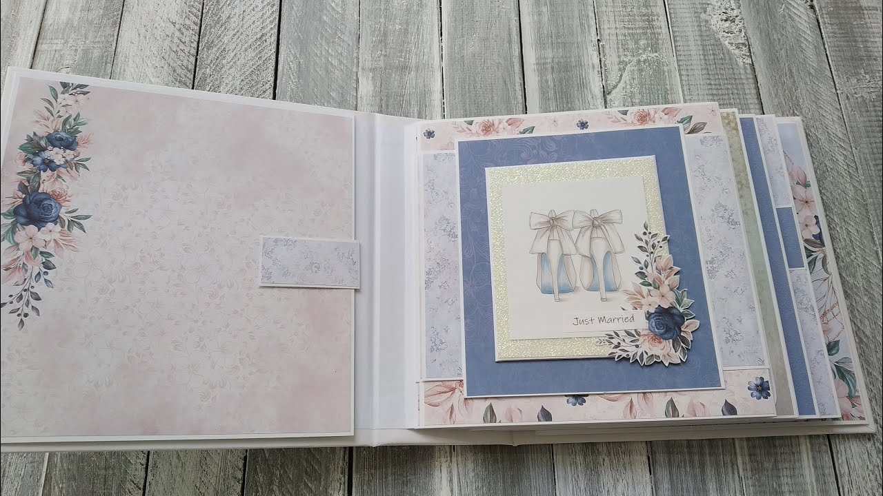 Interactive Wedding Album | Pink and Navy Blue | With a few Pop up Scrapbook pages