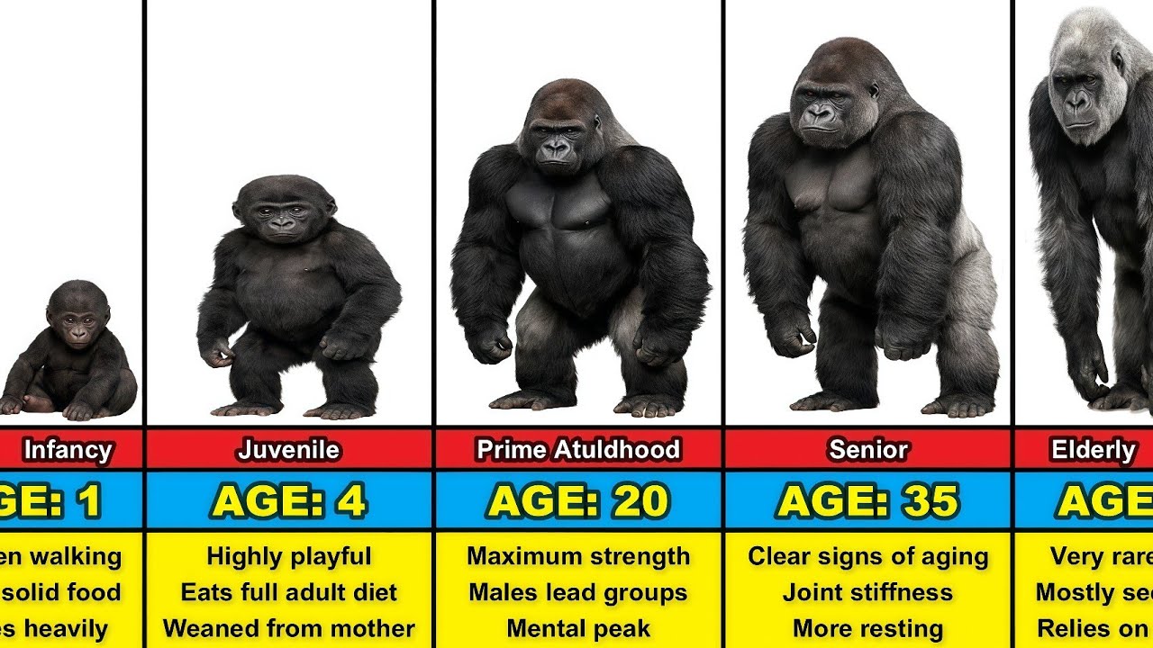 Average Gorilla Transformation From 0 to 50 Years Old