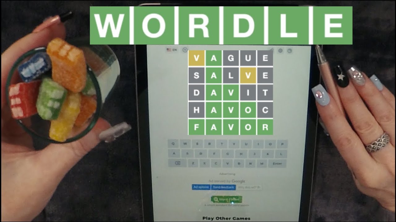 ASMR Gummy Candy & WORDLE On iPad | Whispered Game Play