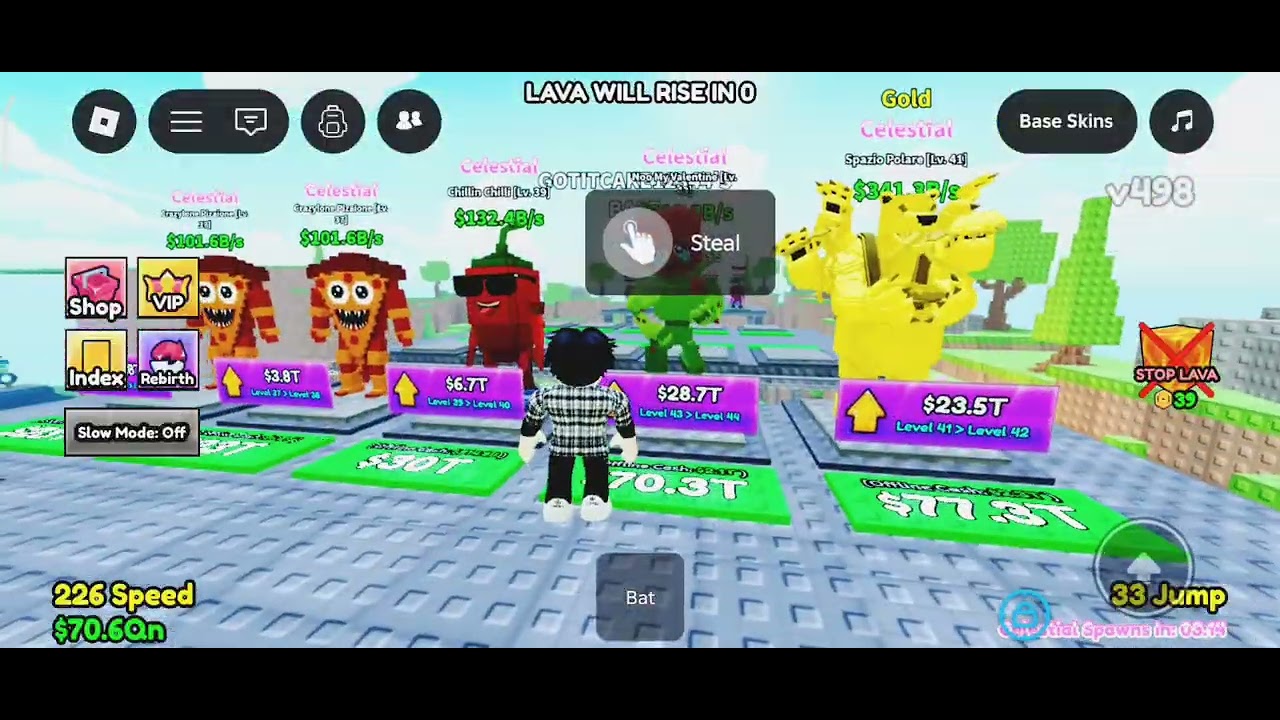 روبلوكس لعبه survive lava for brainrouts 