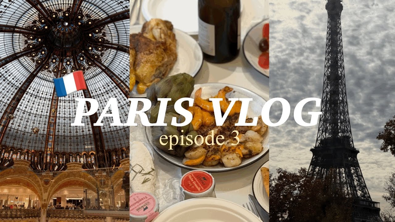 VLOG | 초딩의 파리 여행 ep.3 🇫🇷 루이비통 파운데이션이랑 까르띠에 전시가고 lafayette에서 기념품 사는 여행 브이로그, 미미네 떡볶이, 시장표 치킨