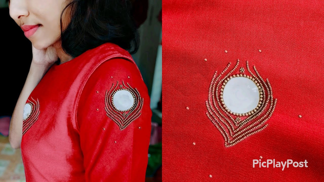 ആർക്കും ചെയ്യാം കിടു mirror work design|easy Hand work|bead embroidery design|passion in fashion