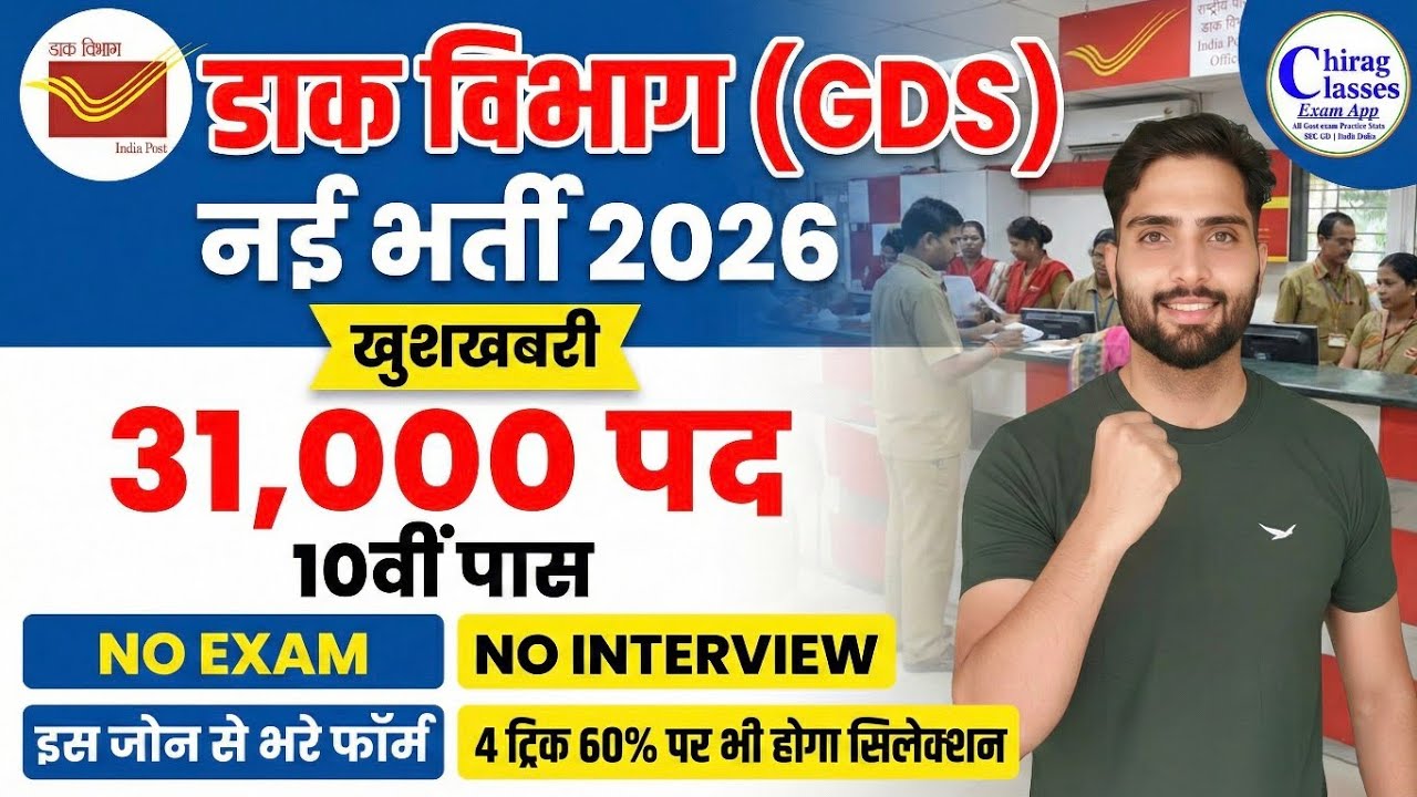 India Post GDS Recruitment 2026 | 31,000 Posts | No Exam, No Interview | 10th Pass Jobs 2026