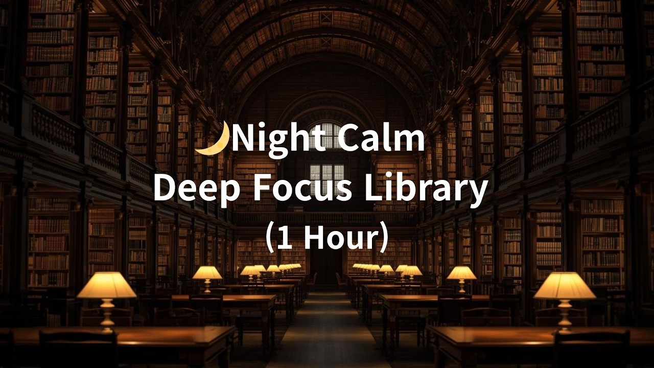 🌙🌙 Night Calm | Deep Focus Library 2 (1 Hour) | Study, Reading, ADHD Relief