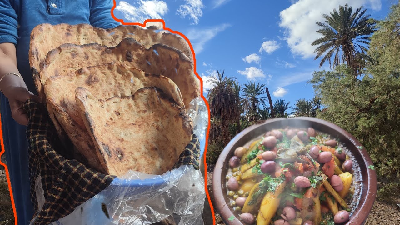 خبز تافرنوت تقليدي 💯 من المطبخ الأمازيغي مع طاجين على الحطب     🥐🫓tradition tajine and tafarnout 