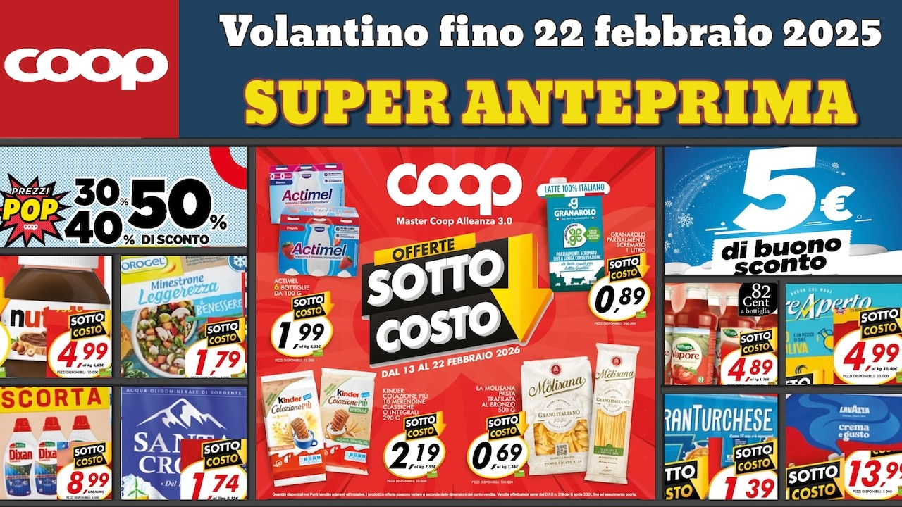 volantino COOP fino 22 febbraio 2026 ✅ #anteprima SottoCosto 🔥 Offerte e promozioni