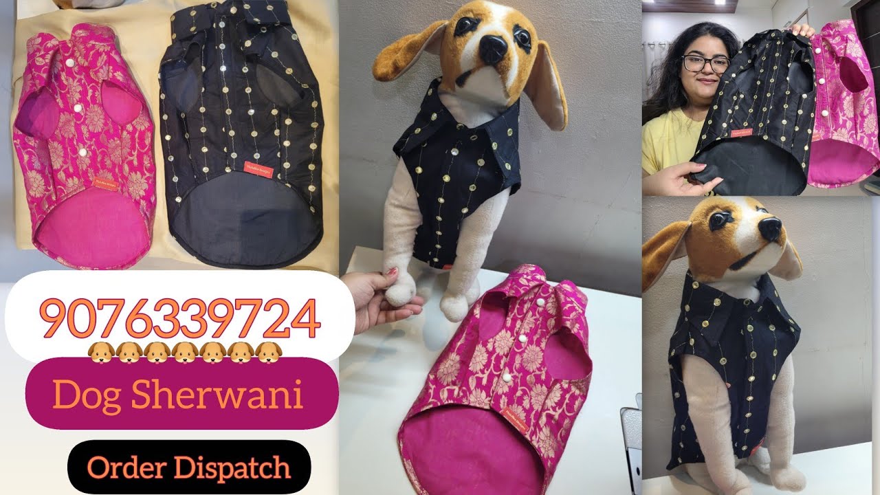 Dispatching a Customised Dog Sherwani | Pink & Black Wedding Outfit for Dogs | Mahinee Designs