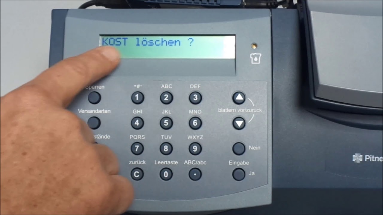 Kostenstelle l&ouml;schen auf der Frankiermaschine DM60/DM65