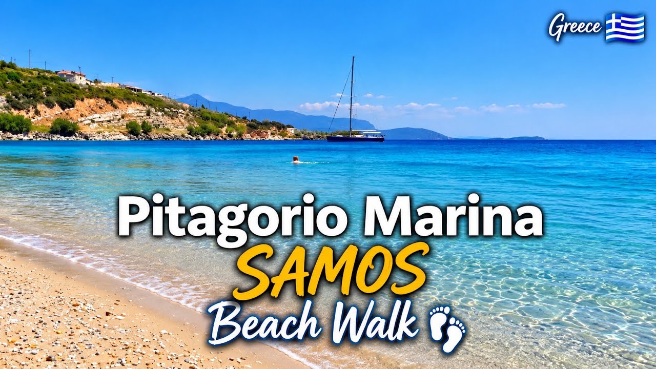BEACH WALK Pitagorio Marina Beach, SAMOS #beachwalk #samosisland #greeceislands