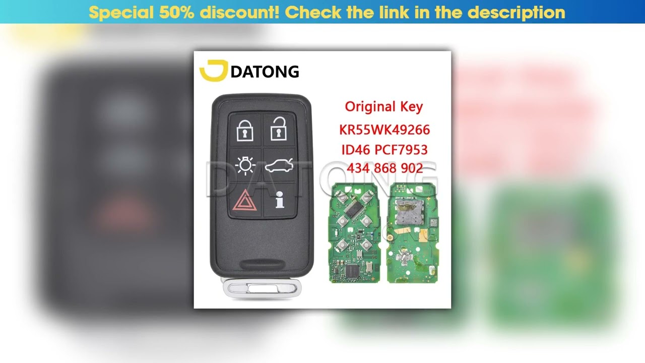 Hands-on Datong World Car Remote Key For Volvo S60 S80 XC60 XC70 V40 V60 V70 KR55WK49266 ID46 434/8