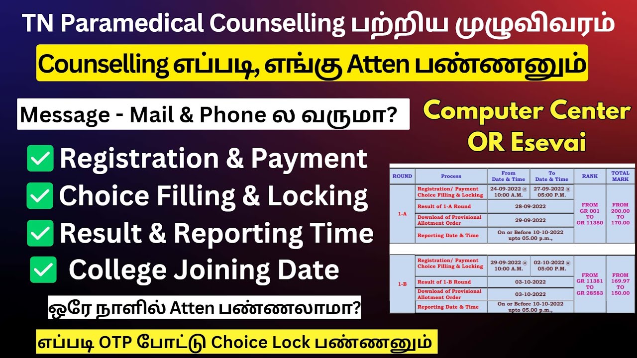 🔥Counselling எப்படி, எங்கு Atten பண்ணனும்?|Paramedical Counselling 2024 tamil nadu Date