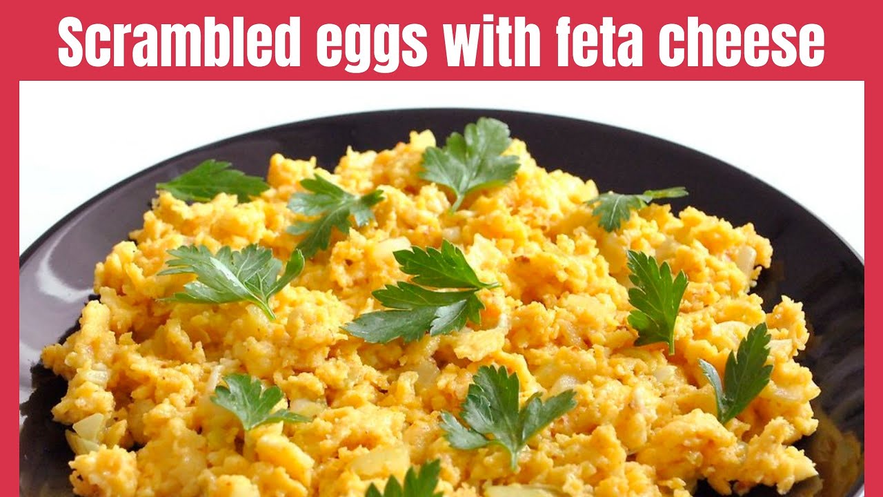 Scrambled eggs with feta cheese and home fries