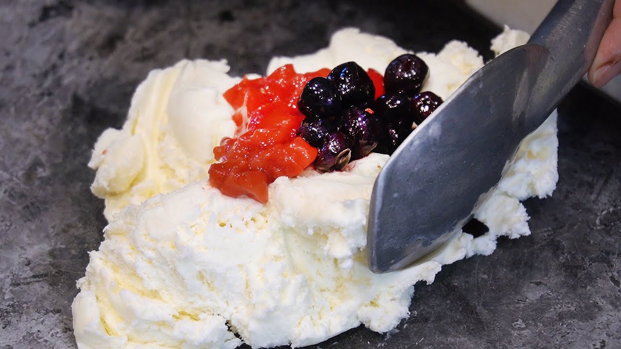 Топпинг Мороженое / Gangnam Cold Stone / Мороженое Кулинарное шоу на Cold Stone Plate /  уличная еда