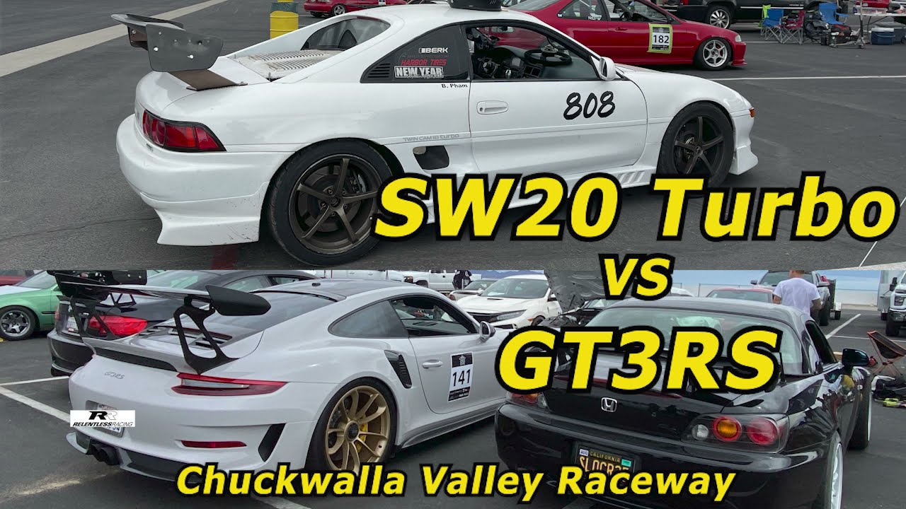 Toyota MR2 SW20 Turbo vs Porsche 911 GT3RS at Chuckwalla Valley Raceway