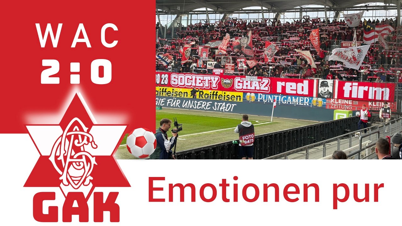 GAK ⚽️ WAC 2 : 0 TORE | Spielszenen | Livekommentare mit Emotionen 🔴⚪