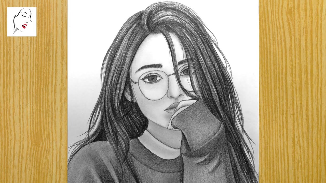 Как нарисовать красивую девушку в очках поэтапно | Милое лицо — урок рисования | #рисунок