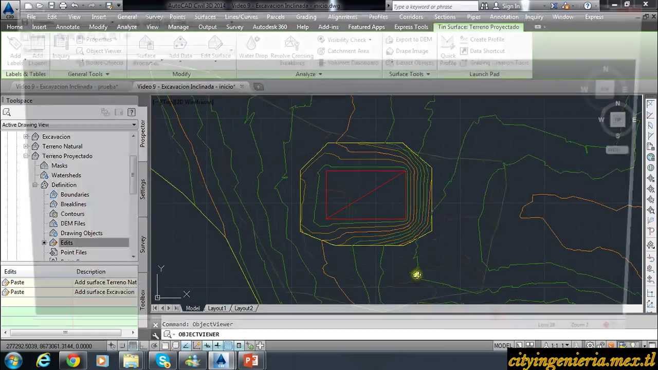 Civil 3D 2014 (9/12): Excavación Inclinada y Plataforma con Pendiente