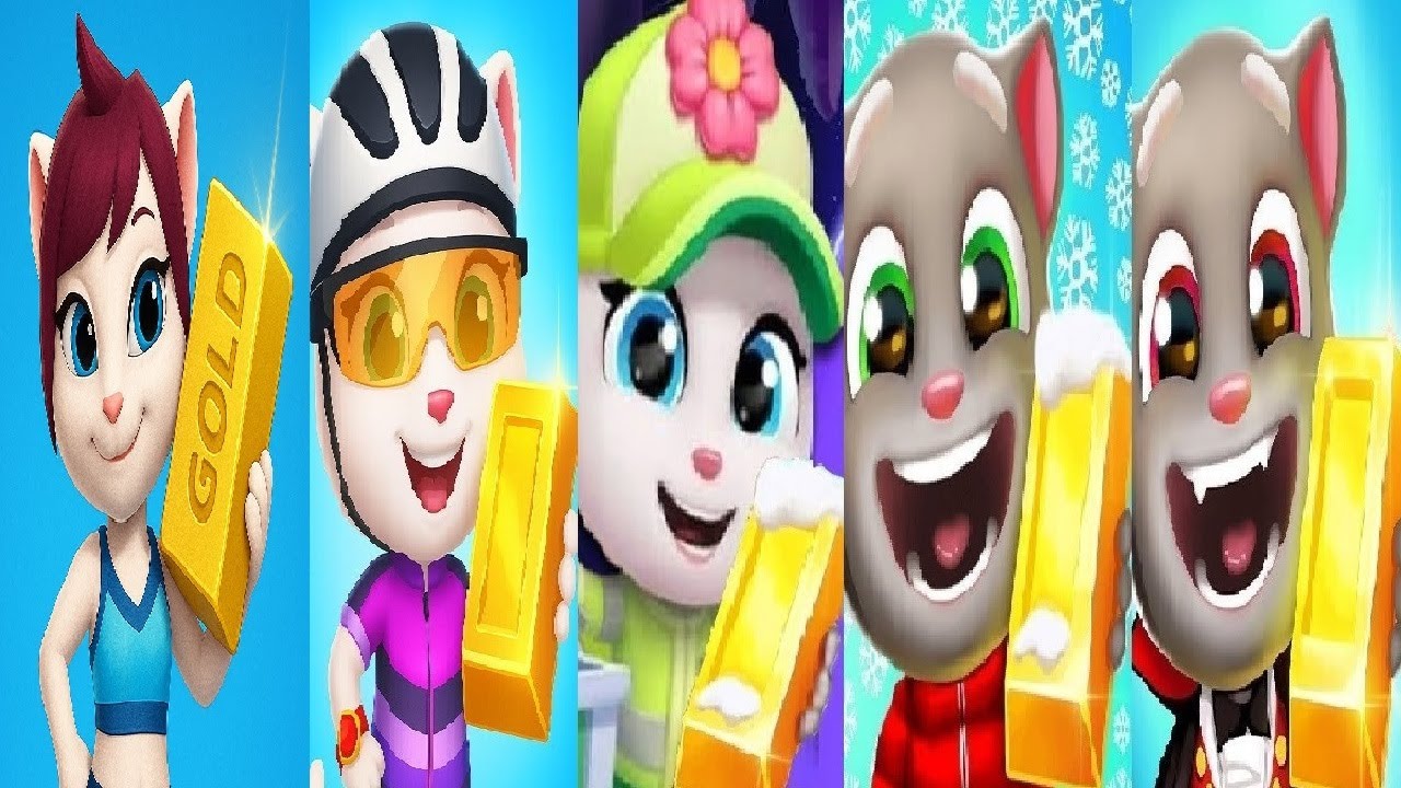 Talking Tom Run NEW GAME VS Talking Tom Gold Run Christmas Halloween Cyclist Angela Elf  Eco Angela