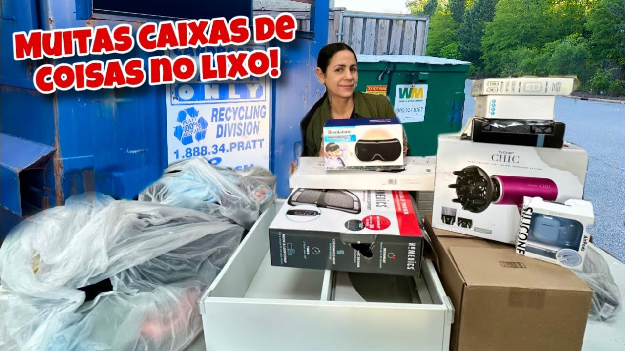 Muitas caixas de coisas no lixo dos Estados Unidos!🇺🇸