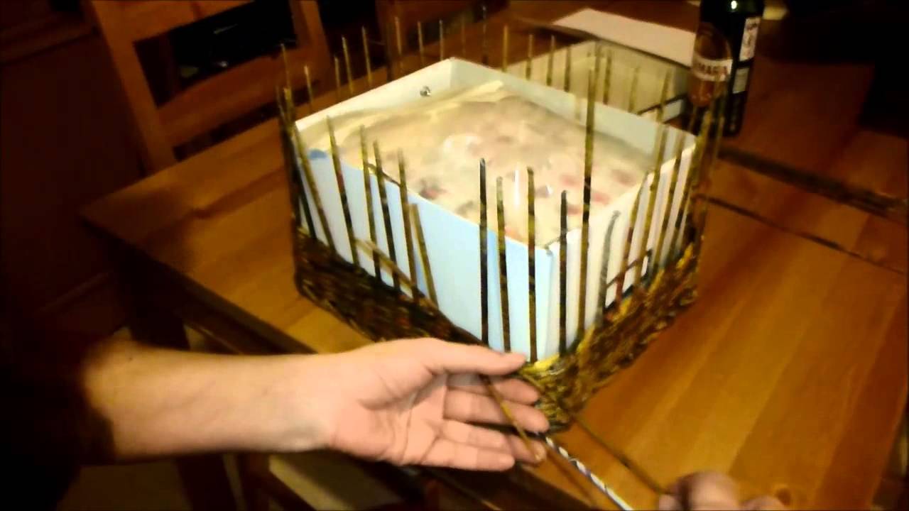 Cestino Rettangolare con fondo in cartone ricoperto di tessuto.
