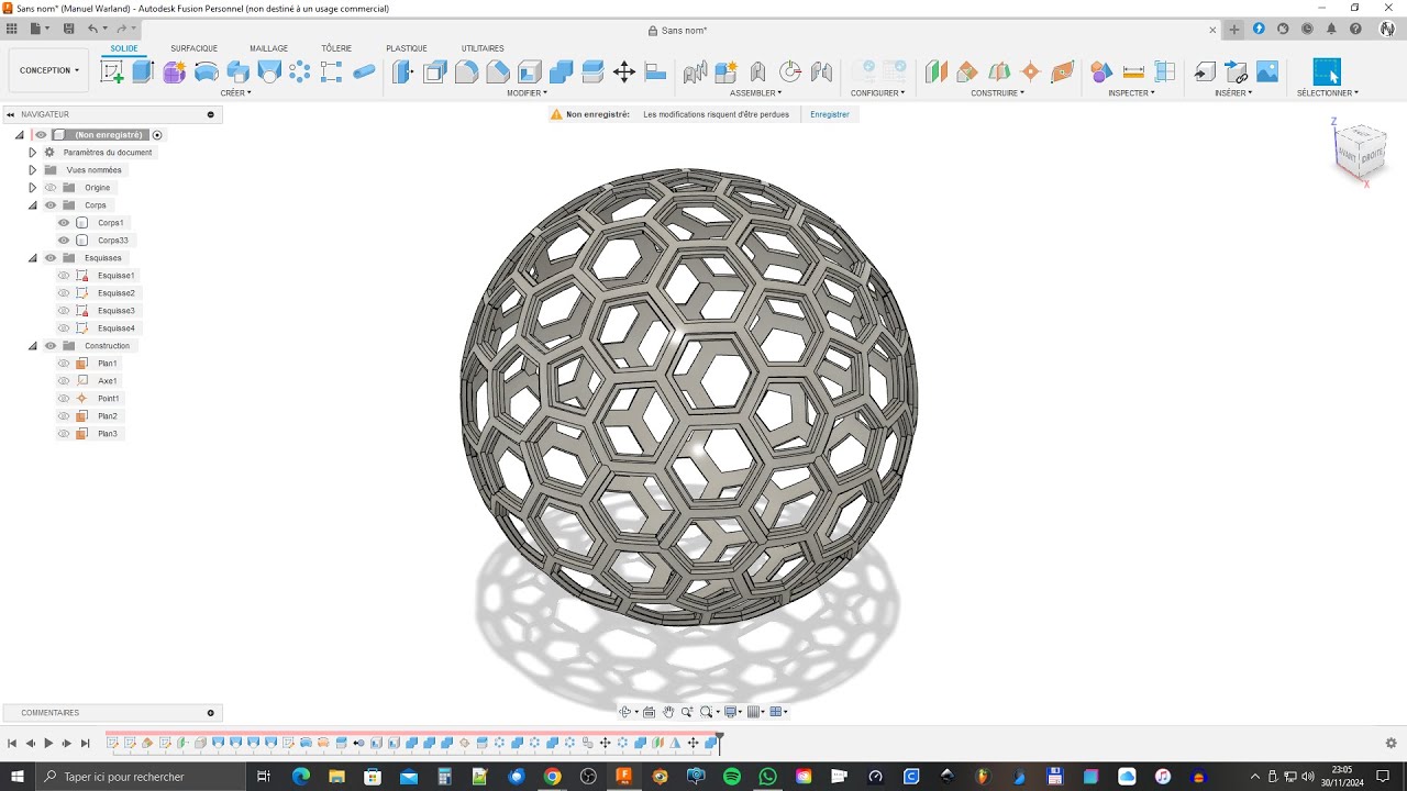 Les Tutos Fusion 360 de Manu - Une Sphère en Nid d'abeille - #LTF360DM