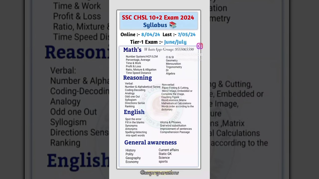 Ssc chsl 10+2 Exam 2024 Syllabus || Ssc chsl 2024 #ssc #chsl #chsl2024