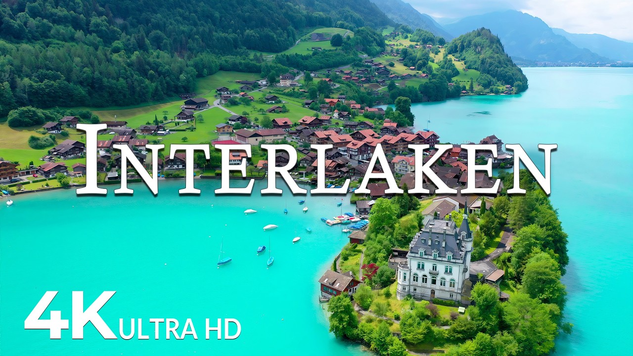 FLYING OVER INTERLAKEN (4K UHD) &ndash; Soothing Music Along With Beautiful Nature Video - 4K Video UHD