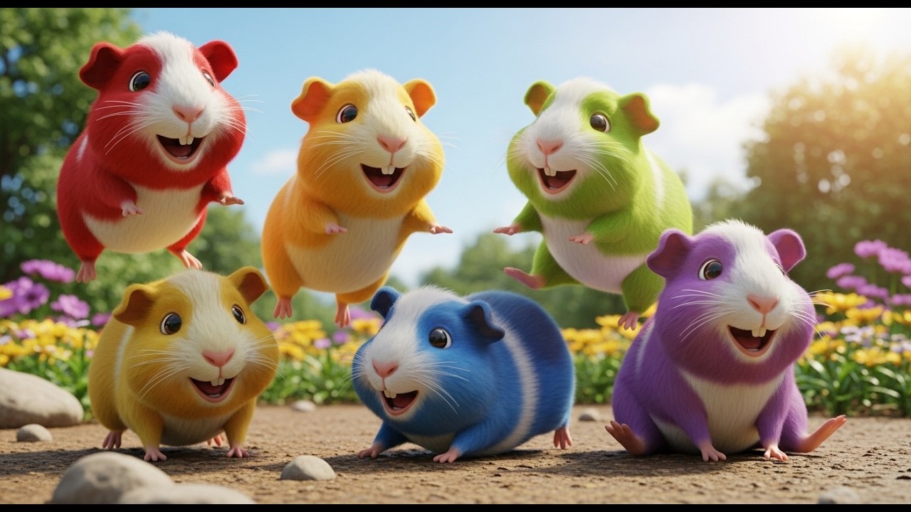 Five Little Guinea Pigs Squeak Squeak Squeak | Cute Animal Sounds & Kids Songs