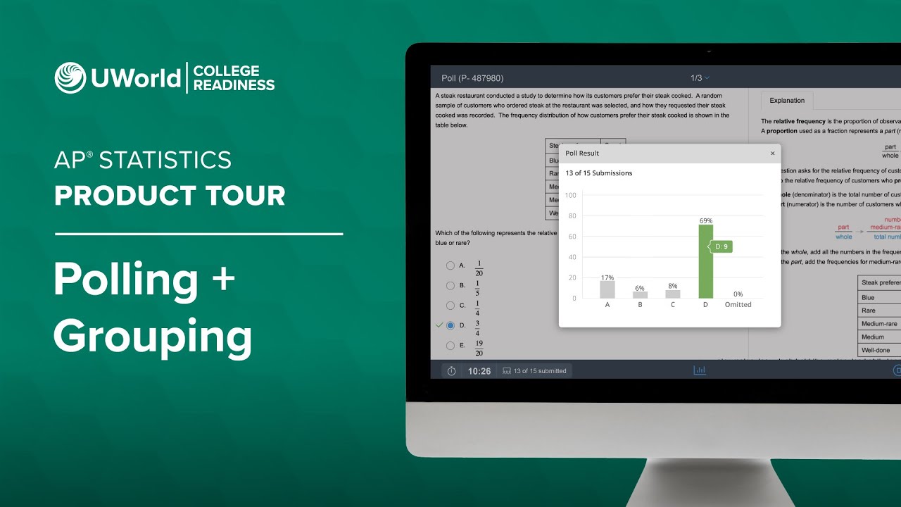 UWorld’s Course for AP® Statistics Product Tour: Polling + Grouping