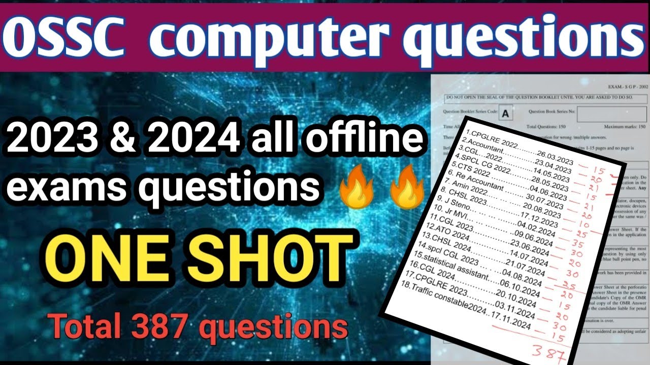 OSSC all  previous year computer questions(part-1) ll one shot ll LTR CGL CHSL CTS  #ossc #ltr2024