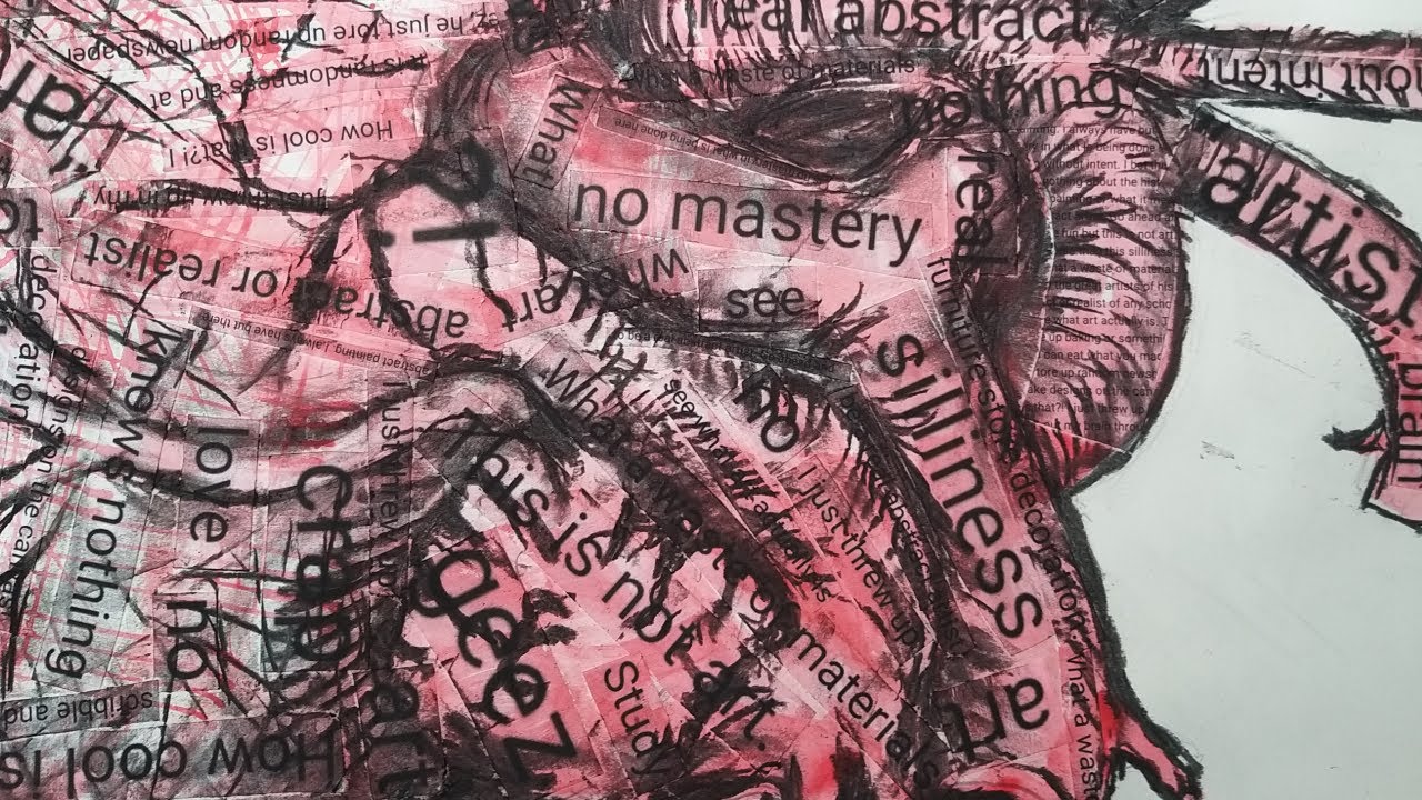 This is not art. Dan Tirels Responding to negativity. Charcoal and acrylic collage