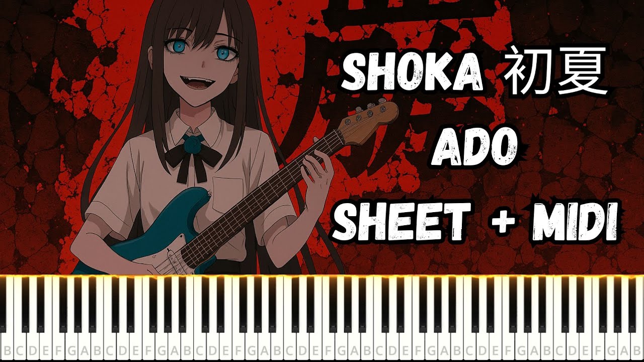 Shoka 初夏 / Ado PIANO TUTORIAL SHEET + MIDI #piano #Ado