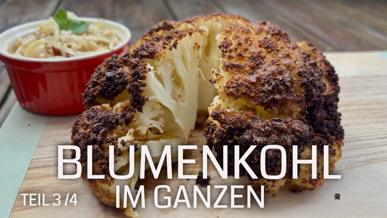 Blumenkohl im Ganzen geröstet – mit Kräuterpilaw & Tahinsauce (3/4)