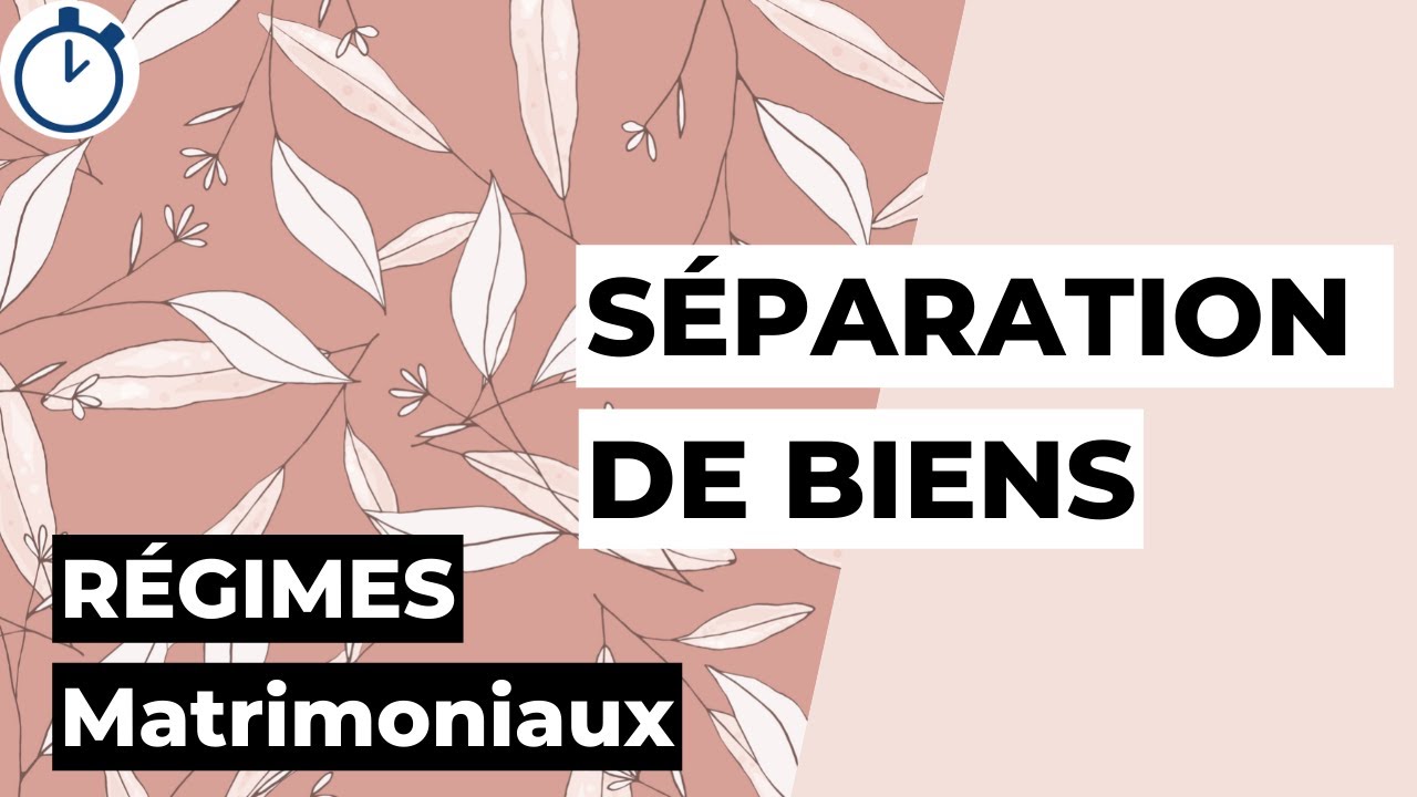 Le Régime de la Séparation de Biens : Régimes matrimoniaux