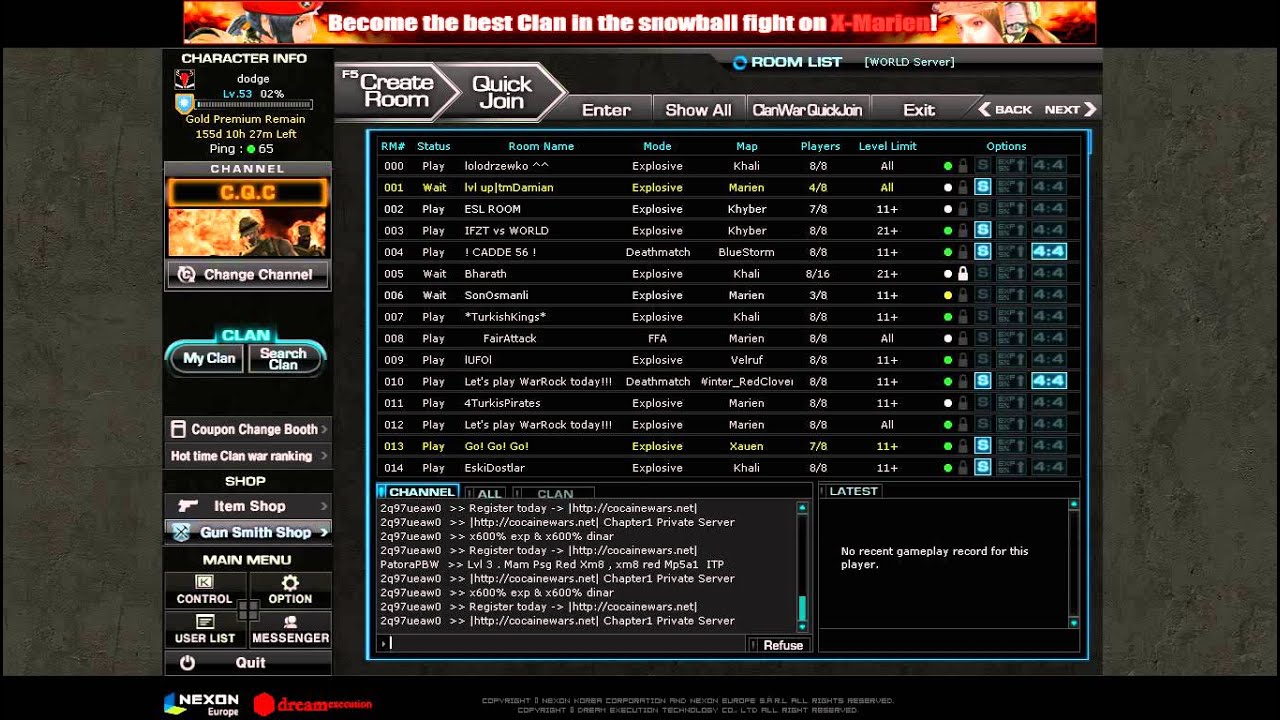 WarRock spammers in the lobby of World Server