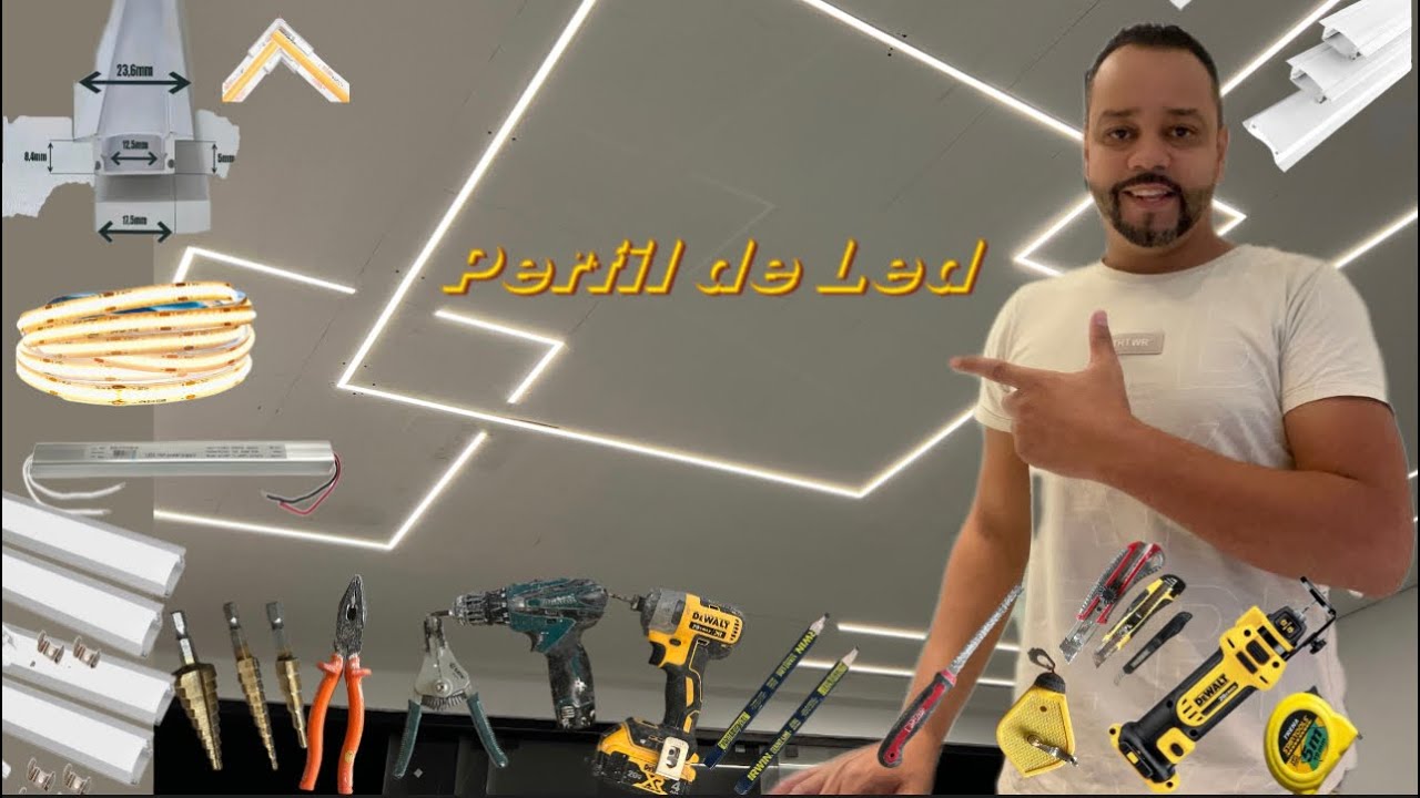 Como instalar Perfil de LED no teto de gesso/drywall 2