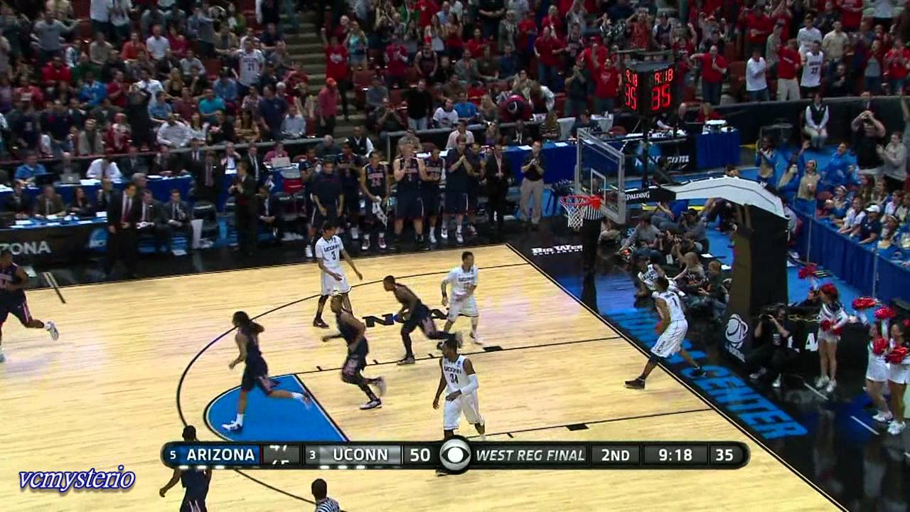 Derrick Williams 20pts vs. UCONN (03.26.2011)- Dunk Over two men!