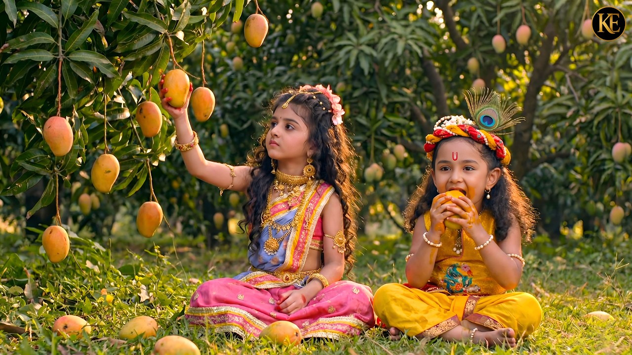 बगीचे में राधा तोड़ रही आम, कान्हा चुपके-चुपके खा रहे!| Yashomati Maiyaa Ke Nandlala ||Krishan leela