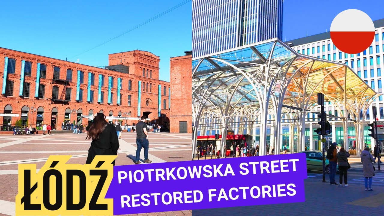 🇵🇱 POLAND - ŁÓDŹ - Piotrkowska Street, Murals, Manufaktura - Autumn Walking Tour 4K
