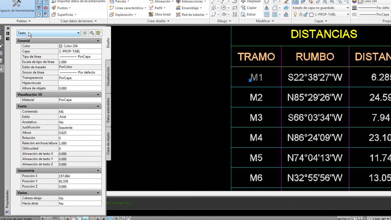 CIVIL 3D CUADRO DE RUMBOS Y DISTANCIAS RESPUESTA   !