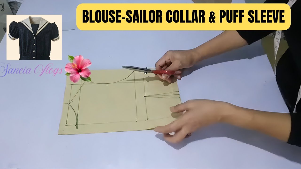 Teens Blouse with Sailor Collar & Puff Sleeve Pattern