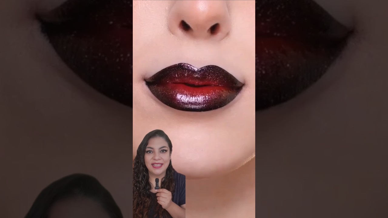 ✨LABIOS DEGRADADOS ROJO Y NEGRO✨ #maquillajefacil #maquillaje #maquillajeduradero #lipstick