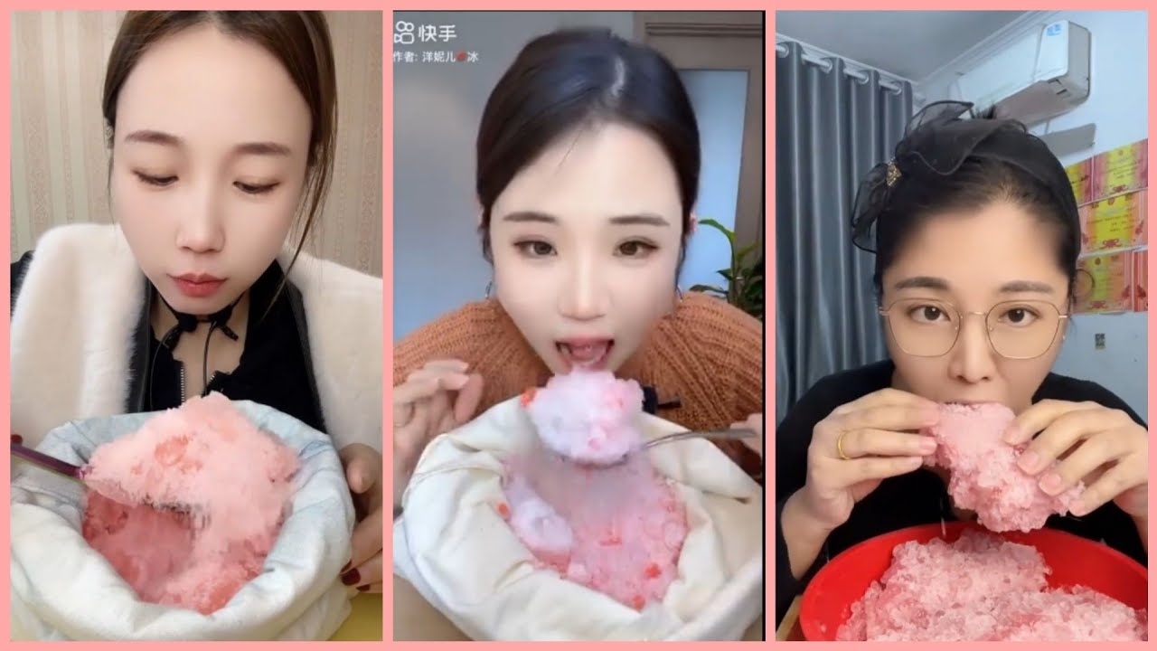 ICE EATING ASMR| PEACH ICE #iceeating 