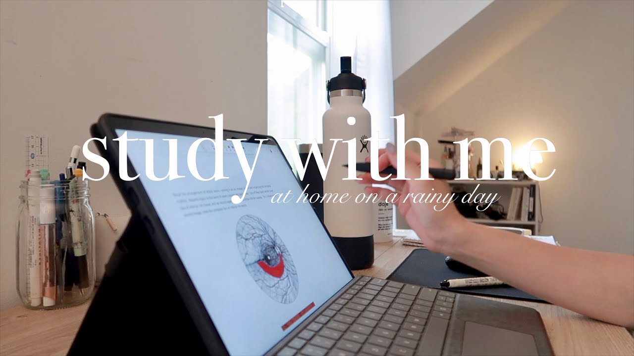 study with me on a rainy day (no bg music, rain sound, thunderstorm) | 45 minutes
