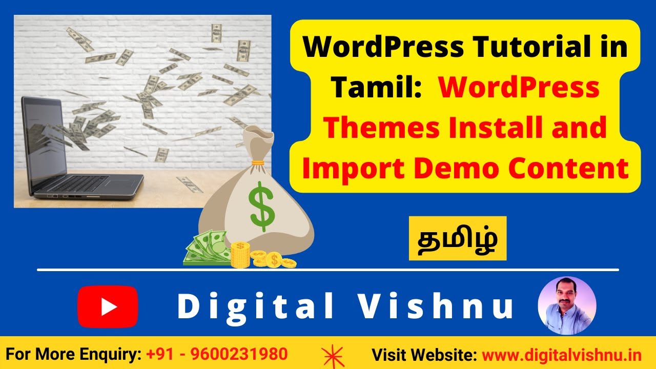 Tamil WordPress Tutorial: How to install WordPress themes and import demo content