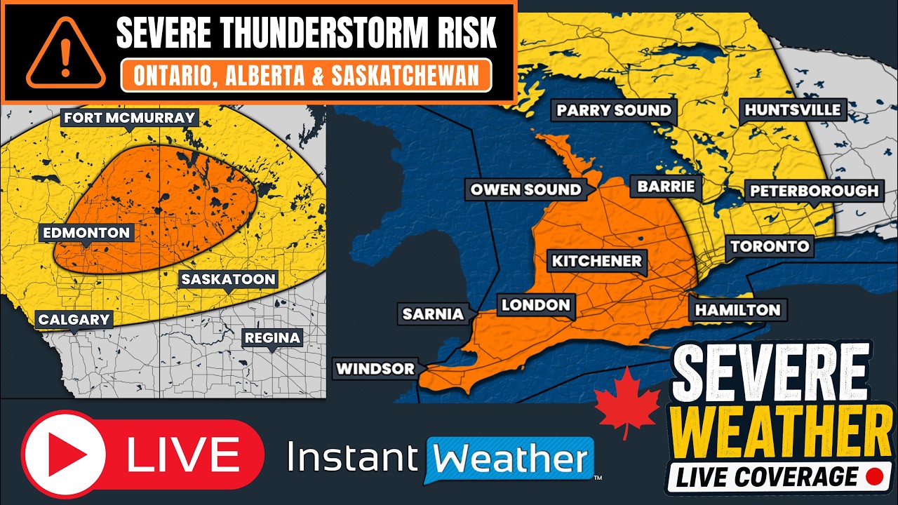 🔴 LIVE |⚡️Canada&rsquo;s Severe Weather Coverage: Ontario, Alberta & Saskatchewan (Mon, Jul. 27, 2026)
